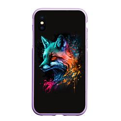 Чехол iPhone XS Max матовый Неоновая лисичка, цвет: 3D-сиреневый