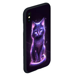 Чехол iPhone XS Max матовый Неоновый котик в лесу, цвет: 3D-черный — фото 2