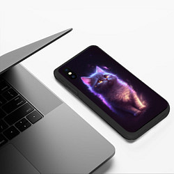 Чехол iPhone XS Max матовый Неоновый котик и луна, цвет: 3D-черный — фото 2