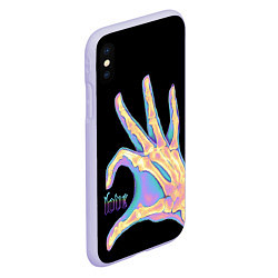 Чехол iPhone XS Max матовый Сердечко правой рукой - неоновый рентген, цвет: 3D-светло-сиреневый — фото 2