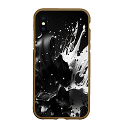 Чехол iPhone XS Max матовый Брызги красок - белая и черная, цвет: 3D-коричневый