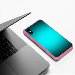 Чехол iPhone XS Max матовый Неоновый синий градиент, цвет: 3D-малиновый — фото 2