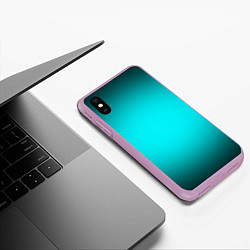 Чехол iPhone XS Max матовый Неоновый синий градиент, цвет: 3D-сиреневый — фото 2