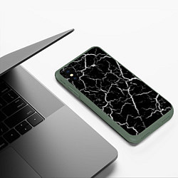 Чехол iPhone XS Max матовый Треснувшая текстура, цвет: 3D-темно-зеленый — фото 2
