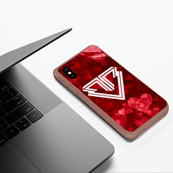 Чехол iPhone XS Max матовый Big bang red hearts, цвет: 3D-коричневый — фото 2