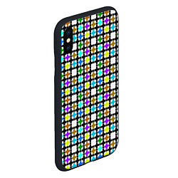 Чехол iPhone XS Max матовый Геометрический узор в клетку разноцветный, цвет: 3D-черный — фото 2