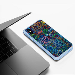 Чехол iPhone XS Max матовый Разрисованная стена, цвет: 3D-голубой — фото 2