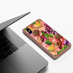 Чехол iPhone XS Max матовый Райские цветы, цвет: 3D-коричневый — фото 2