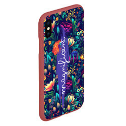 Чехол iPhone XS Max матовый Magnificent Великолепная цветы, цвет: 3D-красный — фото 2