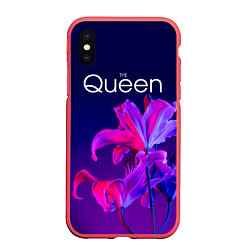 Чехол iPhone XS Max матовый The Queen Королева и цветы, цвет: 3D-красный