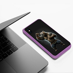 Чехол iPhone XS Max матовый Медведь показывает свою силу, цвет: 3D-фиолетовый — фото 2