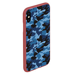 Чехол iPhone XS Max матовый Сине-черный камуфляж, цвет: 3D-красный — фото 2