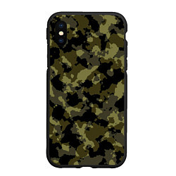 Чехол iPhone XS Max матовый Тропический камуфляж, цвет: 3D-черный