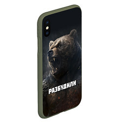Чехол iPhone XS Max матовый Разбудили - медведь, цвет: 3D-темно-зеленый — фото 2