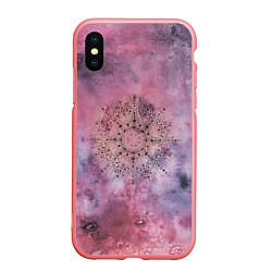 Чехол iPhone XS Max матовый Мандала гармонии, фиолетовая, космос, цвет: 3D-баблгам