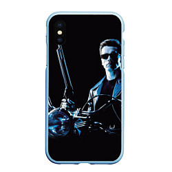 Чехол iPhone XS Max матовый Терминатор art, цвет: 3D-голубой