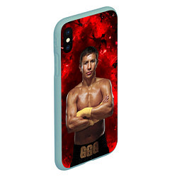 Чехол iPhone XS Max матовый Головкин GGG, цвет: 3D-мятный — фото 2