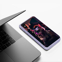 Чехол iPhone XS Max матовый Кот из будущего, цвет: 3D-светло-сиреневый — фото 2