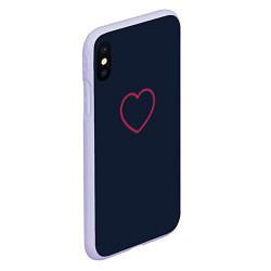 Чехол iPhone XS Max матовый Неоновое сердце на синем фоне, цвет: 3D-светло-сиреневый — фото 2