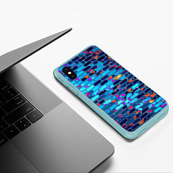 Чехол iPhone XS Max матовый Кирпичные сердца, цвет: 3D-мятный — фото 2