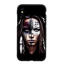 Чехол iPhone XS Max матовый Индианка - боевой окрас, цвет: 3D-черный