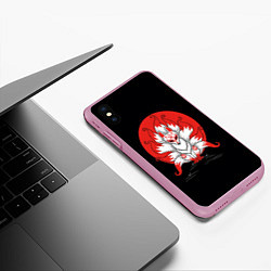 Чехол iPhone XS Max матовый Иллюстрация кицунэ, цвет: 3D-розовый — фото 2