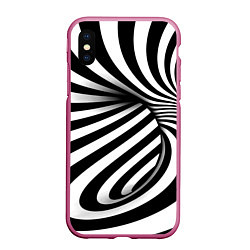 Чехол iPhone XS Max матовый Оптические иллюзии зебра, цвет: 3D-малиновый