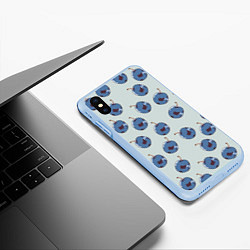 Чехол iPhone XS Max матовый Слива сизая, пиксель, паттерн, цвет: 3D-голубой — фото 2