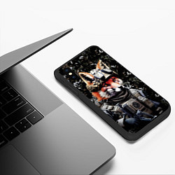 Чехол iPhone XS Max матовый Лиса солдат спецназа, цвет: 3D-черный — фото 2