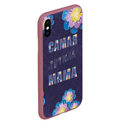Чехол iPhone XS Max матовый Самая лучшая мама с цветами, цвет: 3D-малиновый — фото 2