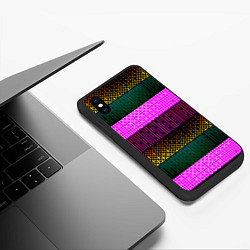 Чехол iPhone XS Max матовый Patterned stripes, цвет: 3D-черный — фото 2