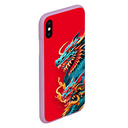 Чехол iPhone XS Max матовый Japanese dragon - irezumi, цвет: 3D-сиреневый — фото 2