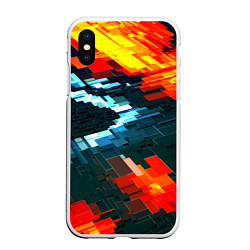 Чехол iPhone XS Max матовый Плиты и грани абстракции, цвет: 3D-белый