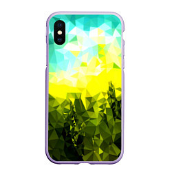 Чехол iPhone XS Max матовый Green abstract colors, цвет: 3D-светло-сиреневый