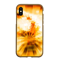 Чехол iPhone XS Max матовый Ярко-жёлтое свечение и пиксели, цвет: 3D-коричневый