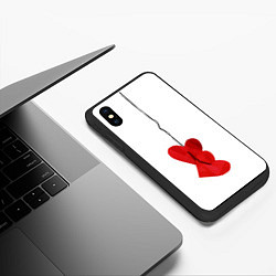 Чехол iPhone XS Max матовый Сердца валентинки, цвет: 3D-черный — фото 2