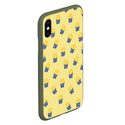 Чехол iPhone XS Max матовый Картофель фри - паттерн: желтый, цвет: 3D-темно-зеленый — фото 2