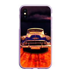 Чехол iPhone XS Max матовый Классический американский автомобиль Chevrolet 210, цвет: 3D-сиреневый