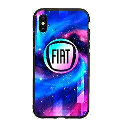 Чехол iPhone XS Max матовый Fiat неоновый космос, цвет: 3D-черный