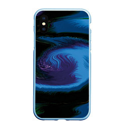 Чехол iPhone XS Max матовый Голубой и фиолетовый абстракт, цвет: 3D-голубой