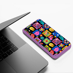Чехол iPhone XS Max матовый Funny cartoon characters, цвет: 3D-фиолетовый — фото 2