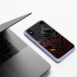 Чехол iPhone XS Max матовый Объемное черное пламя, цвет: 3D-светло-сиреневый — фото 2