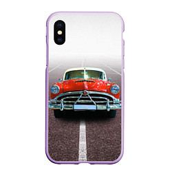 Чехол iPhone XS Max матовый Классический американский автомобиль 50-х Hudson H, цвет: 3D-сиреневый