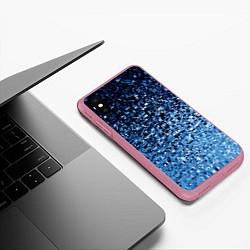 Чехол iPhone XS Max матовый Геометрическое множество синих кубов, цвет: 3D-малиновый — фото 2
