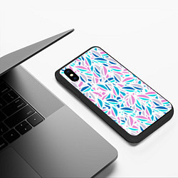 Чехол iPhone XS Max матовый Абстракция цветные листья, цвет: 3D-черный — фото 2