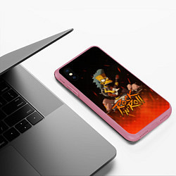 Чехол iPhone XS Max матовый Rock n roll fire Simpsons, цвет: 3D-малиновый — фото 2