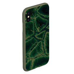 Чехол iPhone XS Max матовый Малахитовые камни, цвет: 3D-темно-зеленый — фото 2