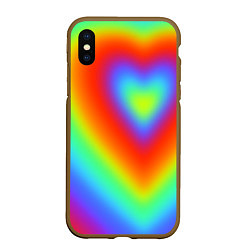 Чехол iPhone XS Max матовый Сердце - радужный градиент, цвет: 3D-коричневый