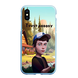 Чехол iPhone XS Max матовый Диппер Trust nobody, цвет: 3D-голубой