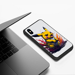 Чехол iPhone XS Max матовый Злой пикачу, цвет: 3D-черный — фото 2